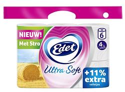 Foto van Edet ultra soft 4-laags toiletpapier met stro