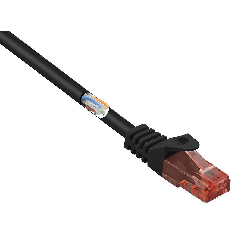 Foto van Renkforce rf-5042664 rj45 netwerkkabel, patchkabel cat 6 u/utp 0.15 m zwart snagless, halogeenvrij 1 stuk(s)