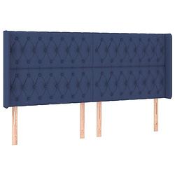 Foto van The living store hoofdbord - klassiek blauw - 203 x 16 x 118/128 cm - duurzaam materiaal