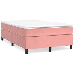 Foto van The living store boxspringframe - roze - stof - multiplex - 203x120x35cm - geschikt voor 120x200cm matras (exclusief)