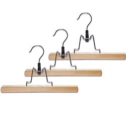 Foto van 3x houten broekhangers/rokhangers kledinghangers 25 cm - kledinghangers