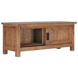 Foto van The living store tv-meubel massief teakhout - dressoir 90x30x35 cm - handgemaakt - natuurlijke afwerking