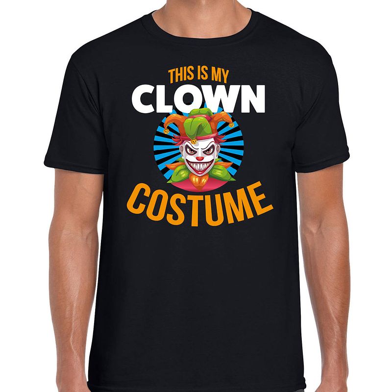 Foto van Clown costume halloween verkleed t-shirt zwart voor heren l - feestshirts