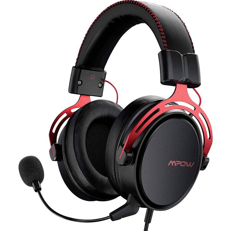 Foto van Mipow mipow over ear headset gamen kabel stereo zwart, rood ruisonderdrukking (microfoon) volumeregeling