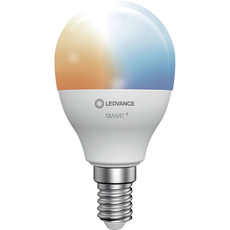 Foto van Ledvance smart+ energielabel: f (a - g) smart+ mini bulb tunable white 40 5 w/2700k e14 e14 5 w warmwit, natuurwit, koudwit