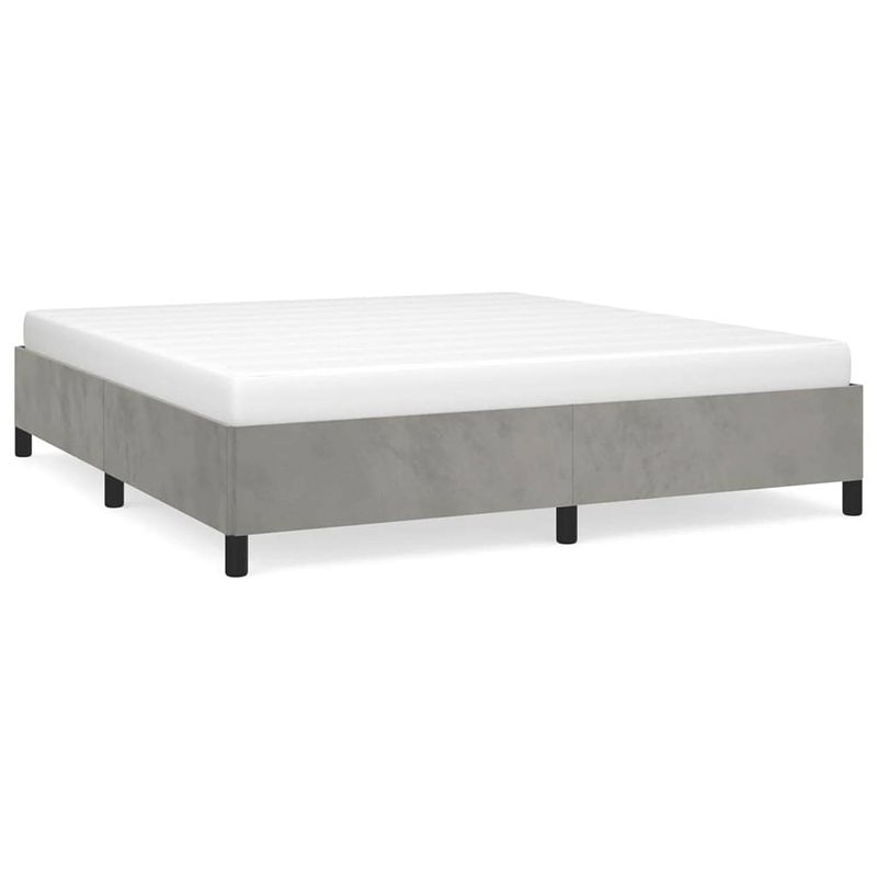 Foto van The living store bedframe velvet - lichtgrijs - 203 x 183 x 35 cm - multiplex lattenbodem - geschikt voor matras 180 x