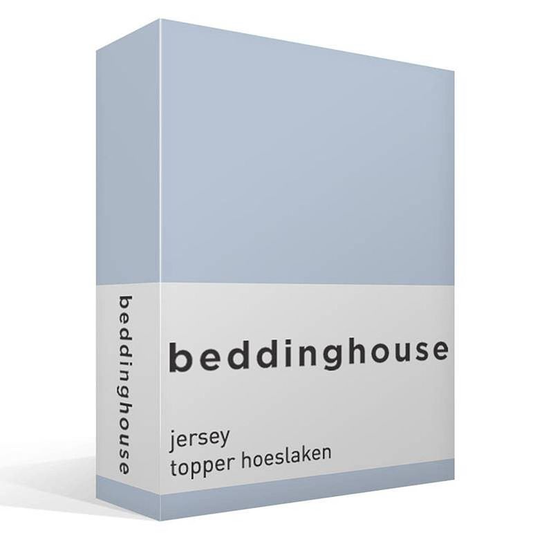 Foto van Beddinghouse jersey topper hoeslaken - 100% gebreide jersey katoen - lits-jumeaux (160x200/220 cm) - light blue