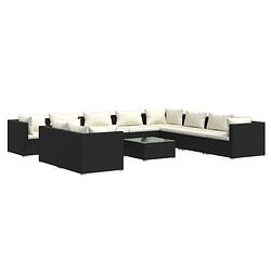 Foto van Vidaxl 11-delige loungeset met kussens poly rattan zwart