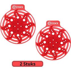 Foto van Synx tools powerscreen urinoirmatje rood 2 stuks meloen geur 30 dagen - urinoirmatten - urinal screen wave - antispat