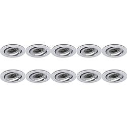 Foto van Spot armatuur 10 pack - pragmi aerony pro - gu10 fitting - inbouw rond - mat zilver - aluminium - kantelbaar - ø82mm