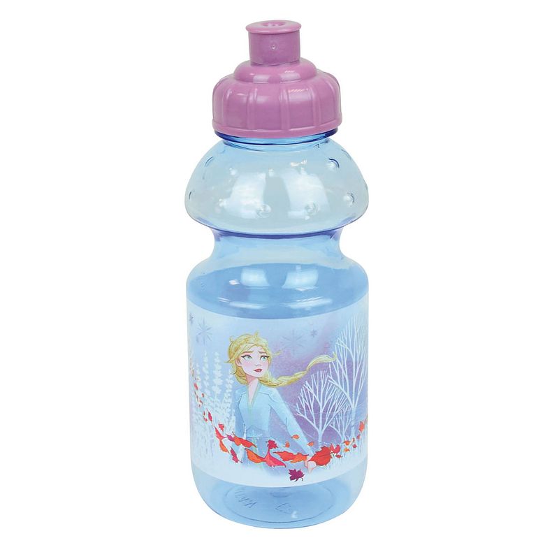 Foto van Disney frozen drinkfles/drinkbeker/bidon met drinktuitje - blauw - kunststof - 350 ml - schoolbekers