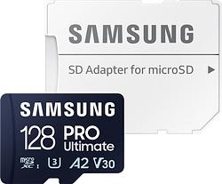 Foto van Samsung pro ultimate 128 gb (2023) microsdxc + sd adapter