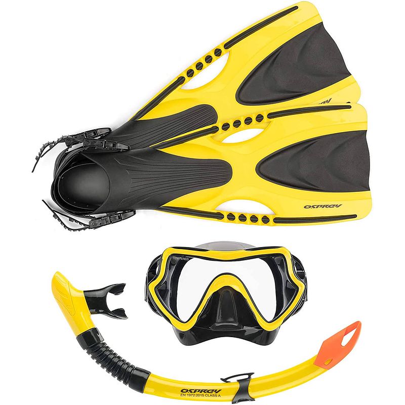 Foto van Osprey snorkelset siliconen zwart/geel 5-delig maat xxl