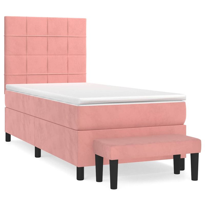 Foto van The living store bed velvet - boxspringbed 193x90 - roze