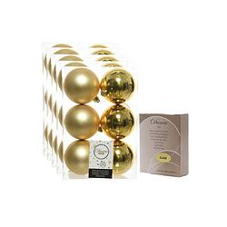 Foto van 48x kunststof kerstballen glanzend/mat goud 8 cm kerstboom versiering/decoratie met haakjes - kerstbal