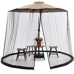 Foto van Muskietennet - met verzwaarde rand - parasol - muggennet - parasol klamboe - muggen - klamboe - vliegengordijn voor p...