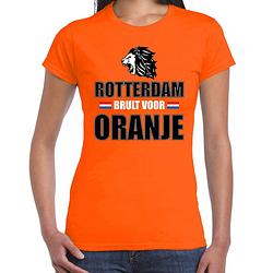 Foto van Oranje ek/ wk fan shirt / kleding rotterdam brult voor oranje voor dames l - feestshirts