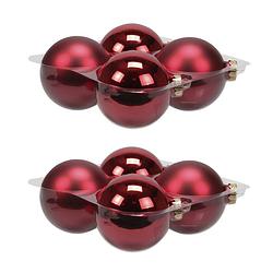 Foto van 8x stuks glazen kerstballen rood 10 cm mat/glans - kerstbal