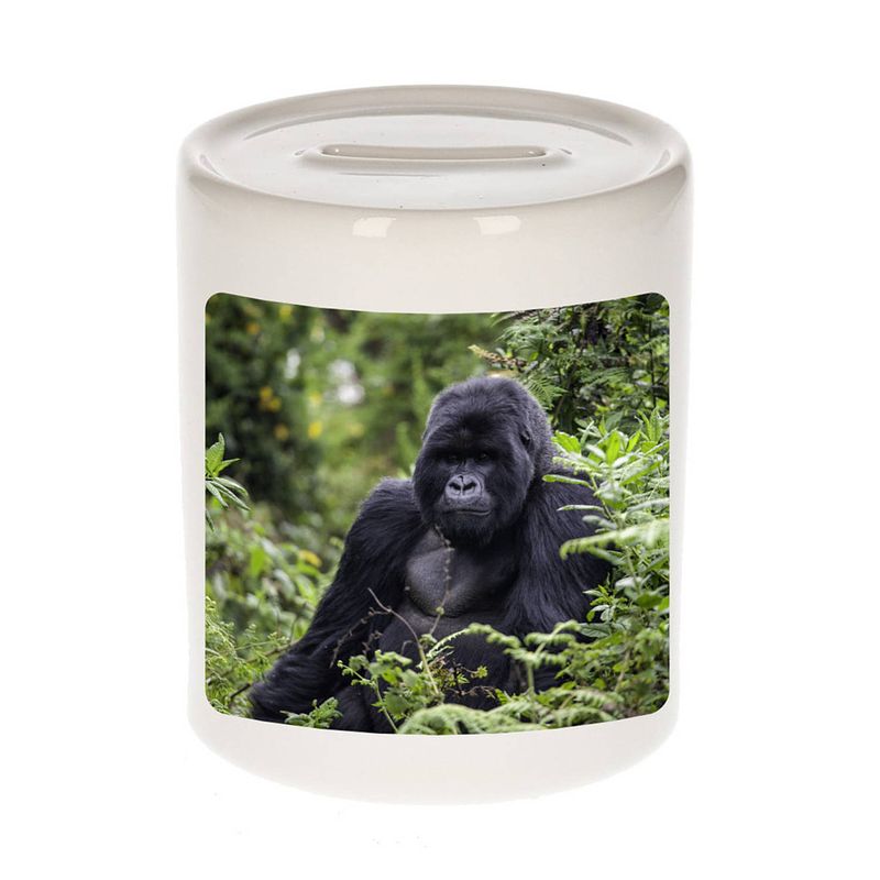 Foto van Dieren foto spaarpot gorilla 9 cm - gorilla apen spaarpotten jongens en meisjes - spaarpotten