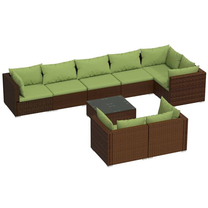 Foto van Vidaxl 9-delige loungeset met kussens poly rattan bruin