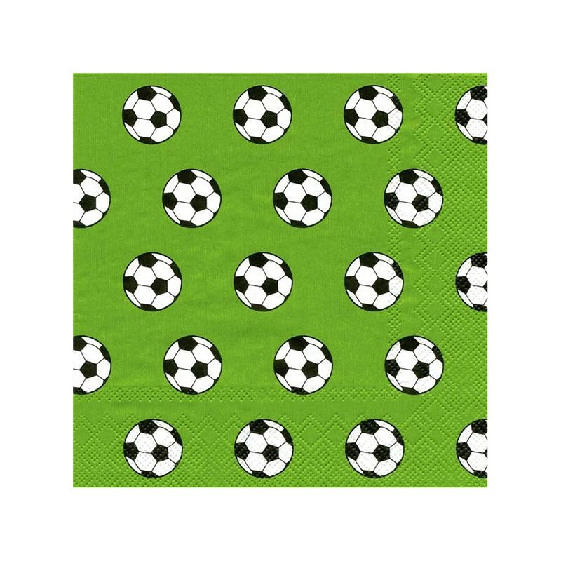 Foto van 20x groen 3-laags servetten voetbal ballen 33 x 33 cm - feestservetten