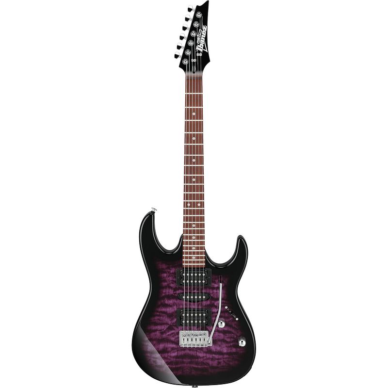 Foto van Ibanez grx70qa gio transparent violet sunburst elektrische gitaar