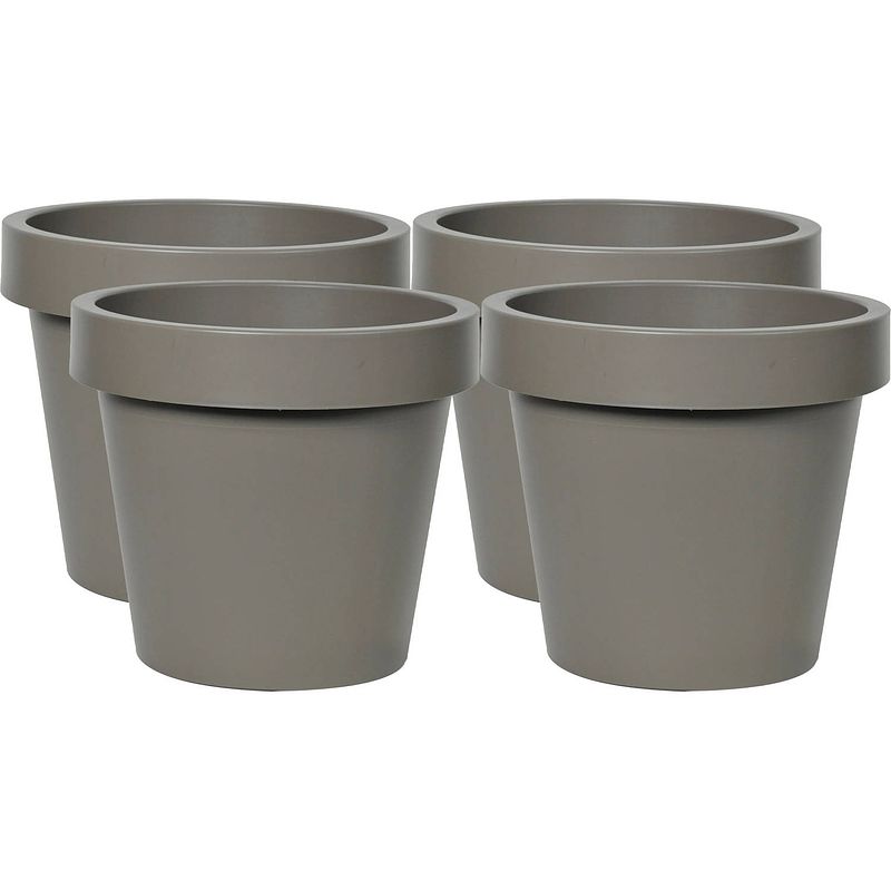 Foto van Mega collections plantenpot/bloempot - 4x - kunststof - taupe/bruin - buiten - d20 x h18 cm - plantenpotten