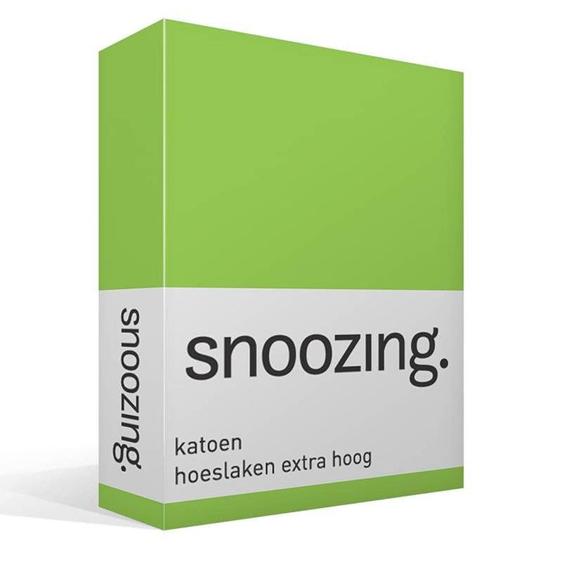 Foto van Snoozing - katoen - extra hoog - hoeslaken - 180x220 - lime