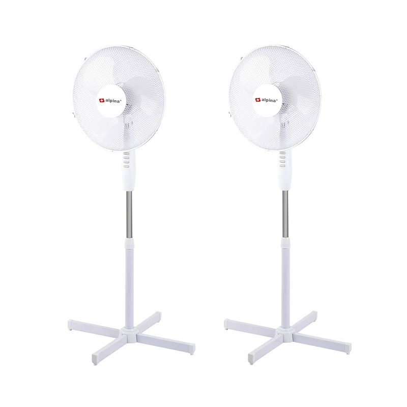 Foto van 2x stuks staande ventilatoren wit 40 cm 42w - staande ventilatoren