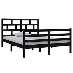 Foto van Vidaxl bedframe massief grenenhout zwart 140x200 cm