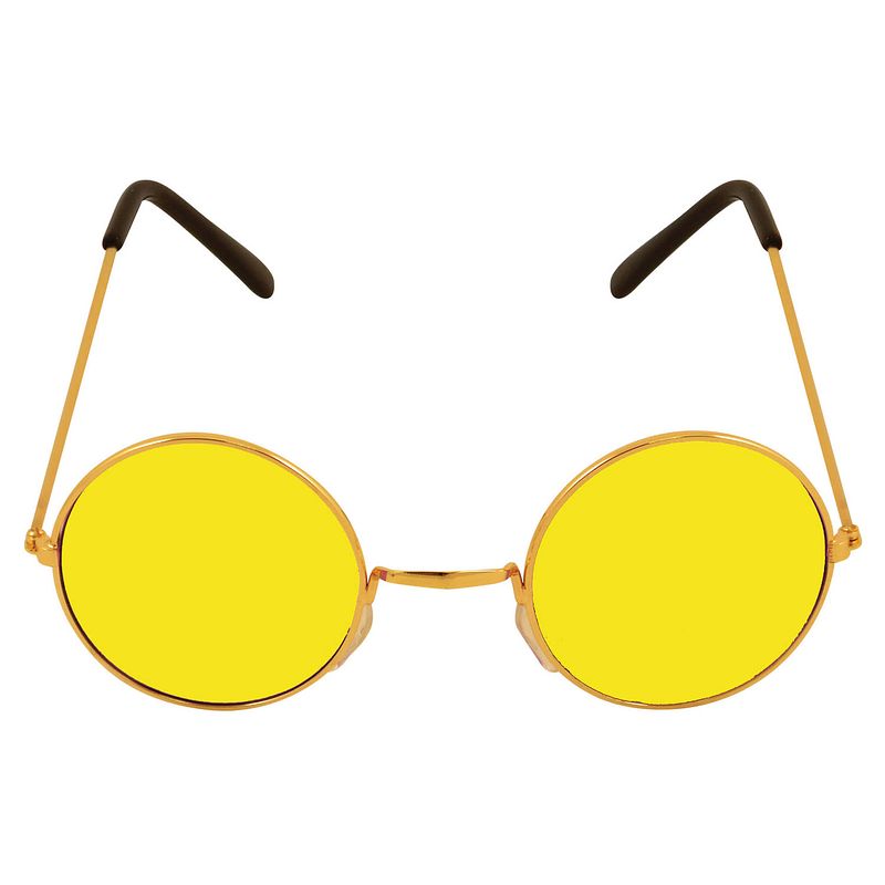 Foto van Gele hippie flower power zonnebril met ronde glazen - verkleedbrillen