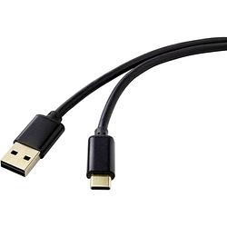 Foto van Renkforce usb-kabel usb 2.0 usb-a stekker, usb-c stekker 3.00 m zwart stekker past op beide manieren rf-4547680