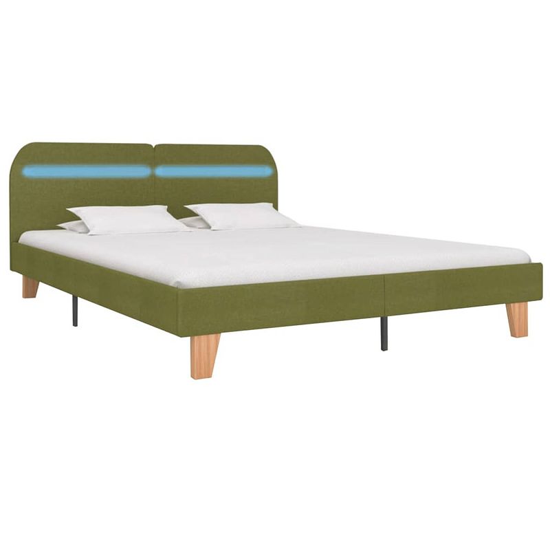 Foto van The living store bedframe led groen - 208 x 165 x 80 cm - geschikt voor 160 x 200 cm matras - led-strip 135 cm -