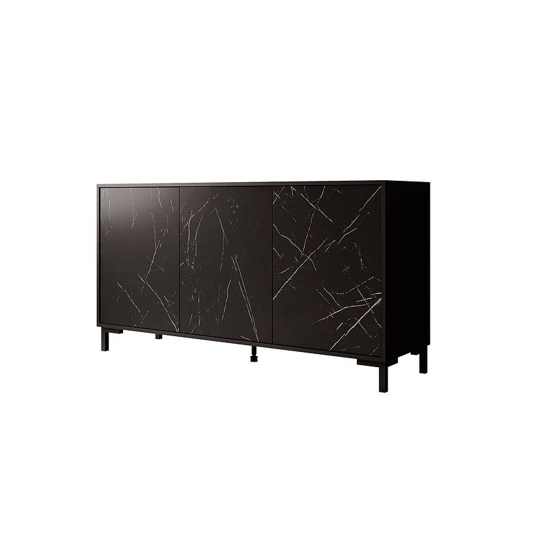 Foto van Meubella dressoir masimo - zwart mamer - 150 cm