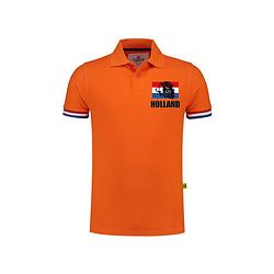 Foto van Holland fan polo t-shirt oranje luxe kwaliteit met vlag en leeuw - 200 grams katoen - heren s - feestshirts