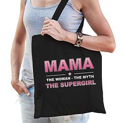 Foto van Mama the supergirl kado tasje voor verjaardag zwart voor dames - feest boodschappentassen