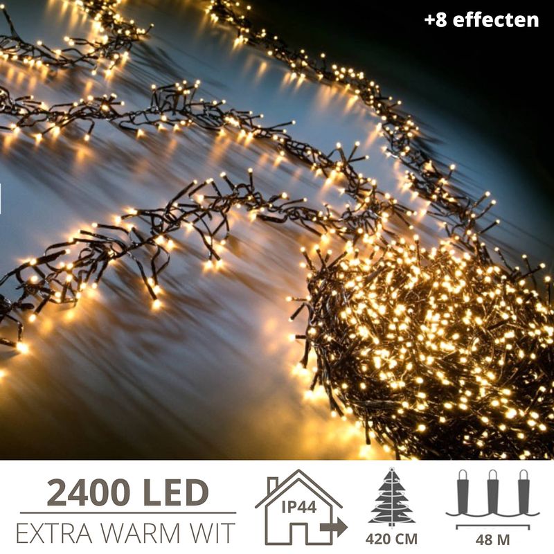 Foto van Kerstverlichting - kerstboomverlichting - clusterverlichting - kerstversiering - kerst - 2400 led's - 48 meter - ext...