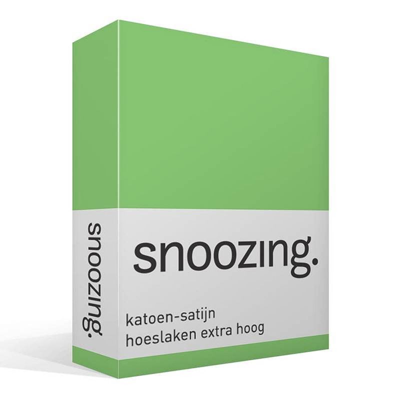 Foto van Snoozing - katoen-satijn - hoeslaken - extra hoog - 120x220 - lime