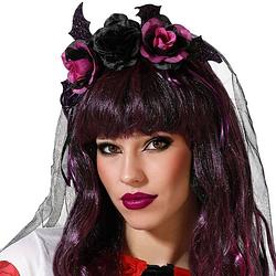 Foto van Halloween/horror verkleed diadeem/tiara - dark zombie queen - kunststof - dames/meisjes - verkleedhoofddeksels