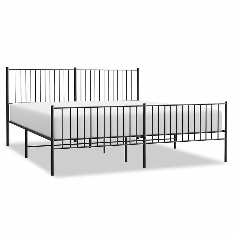 Foto van Vidaxl bedframe met hoofd- en voeteneinde metaal zwart 200x200 cm