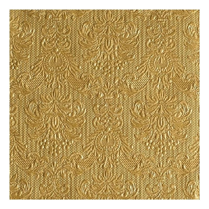 Foto van 15x stuks luxe tafel servetten barok patroon goud 3-laags