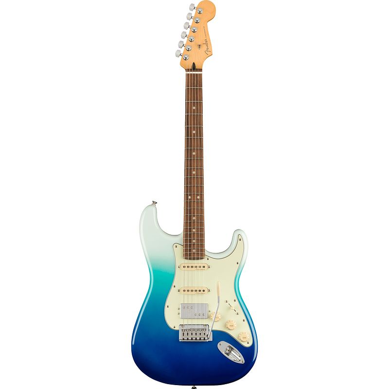 Foto van Fender player plus stratocaster hss pf belair blue elektrische gitaar met deluxe gigbag