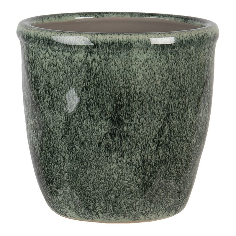 Foto van Clayre & eef bloempot ø 16*15 cm groen keramiek rond bloempot binnen plantenpot plant pot groen bloempot binnen