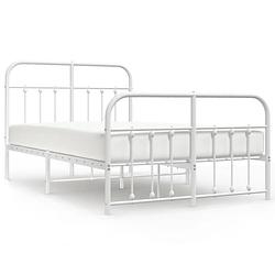 Foto van Vidaxl bedframe met hoofd- en voeteneinde metaal wit 120 x 190 cm