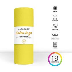 Foto van Jacobson - hoeslaken - 180x200cm - jersey katoen - tot 25cm matrasdikte - geel
