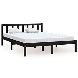 Foto van Vidaxl bedframe massief grenenhout zwart 150x200 cm 5ft king size