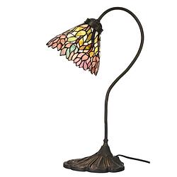 Foto van Haes deco - tiffany tafellamp roze, beige ø 20x51 cm fitting e14 / lamp max 1x40w