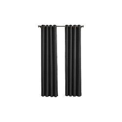 Foto van Geweven verduisterend gordijn - larson - black - ringen - 150x250 cm
