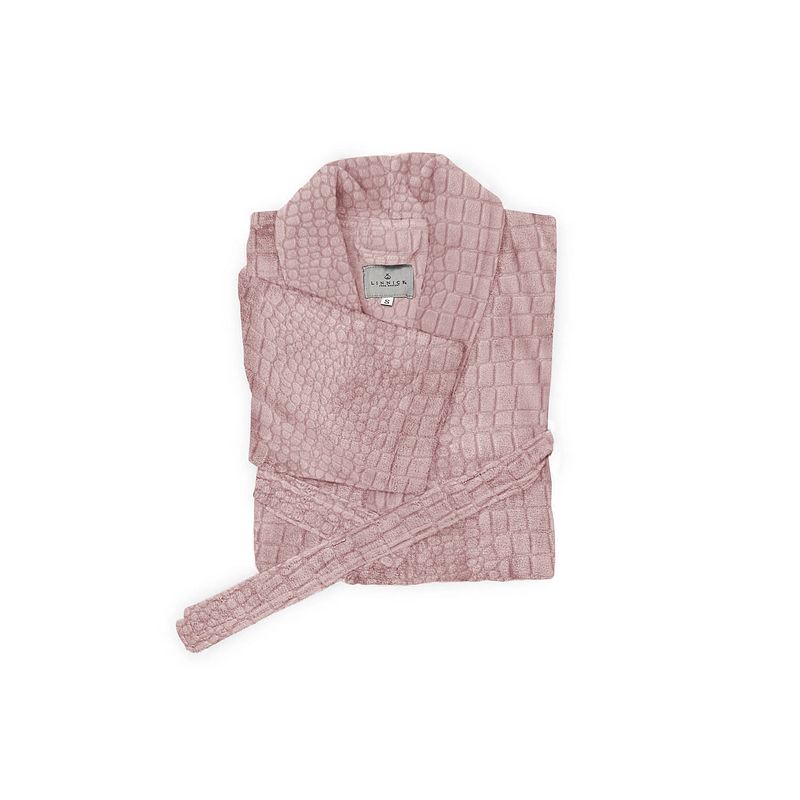 Foto van Linnick flanel fleece badjas croco - roze - xl