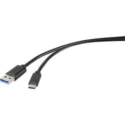 Foto van Renkforce usb-kabel usb 3.2 gen1 (usb 3.0 / usb 3.1 gen1) usb-a stekker, usb-c stekker 3.00 m zwart rf-4535908